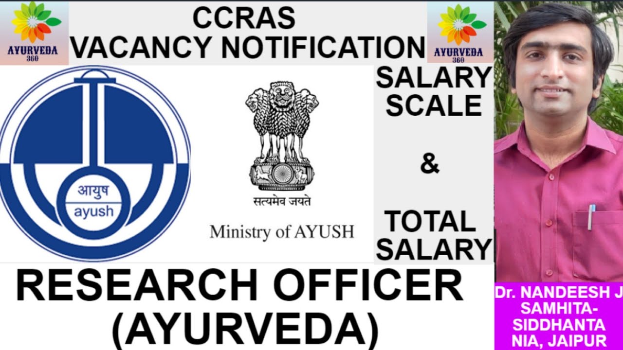 CCRAS VACANCYRESEARCH OFFICER AYURVEDA SALARY SCALE BASIC+GP+DA+HRA