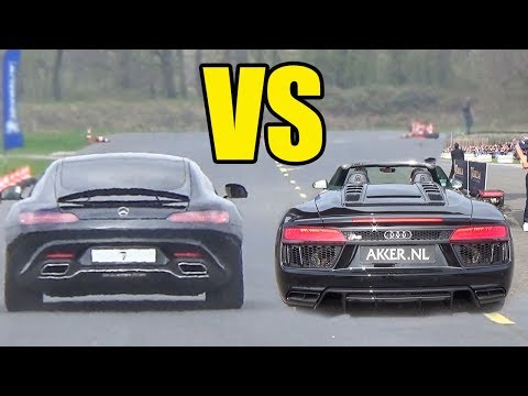 MERCEDES AMG GTS Vs AUDI R8 V10 SPYDER ????DRAG RACE????