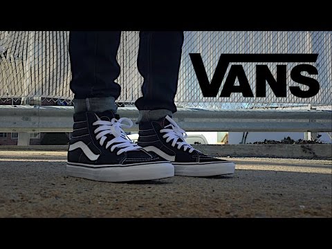 ON FEET: Vans Sk8-Hi Black/White - YouTube