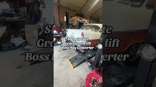Shop update Grace on the lift @BOSS HOG Torque Converters #classiccar #hotrod #automotive #chevy