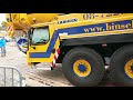 Liebherr LTM 1350-6.1 mobile crane disembarking from a barge