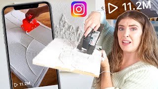 Testing VIRAL Instagram Home Art Hacks..spackling on a canvas..??