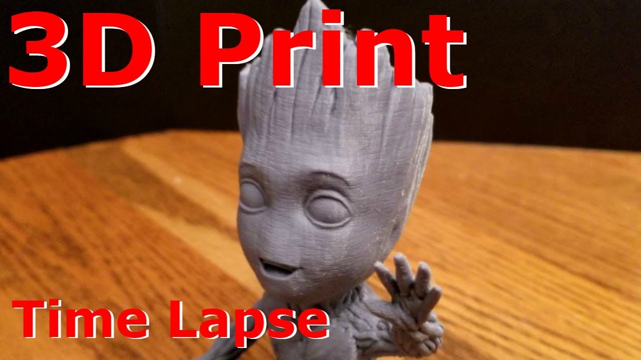Baby Groot Waving 3D print time lapse - YouTube
