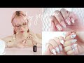 how to do DIY gel nail manicures at home for beginners 🌸 spring pastel nails with gems