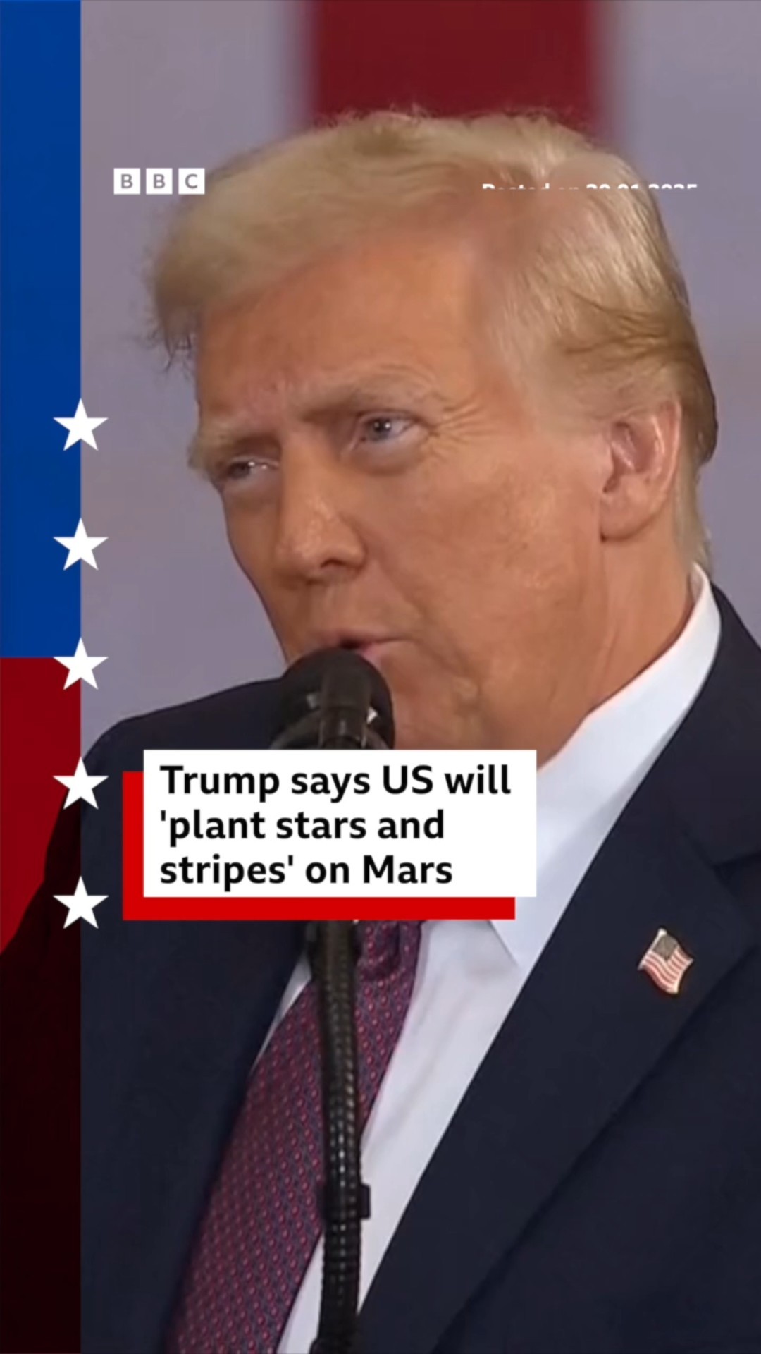 Elon Musk gives thumbs up as President Trump says US will go to Mars. #BBCNews