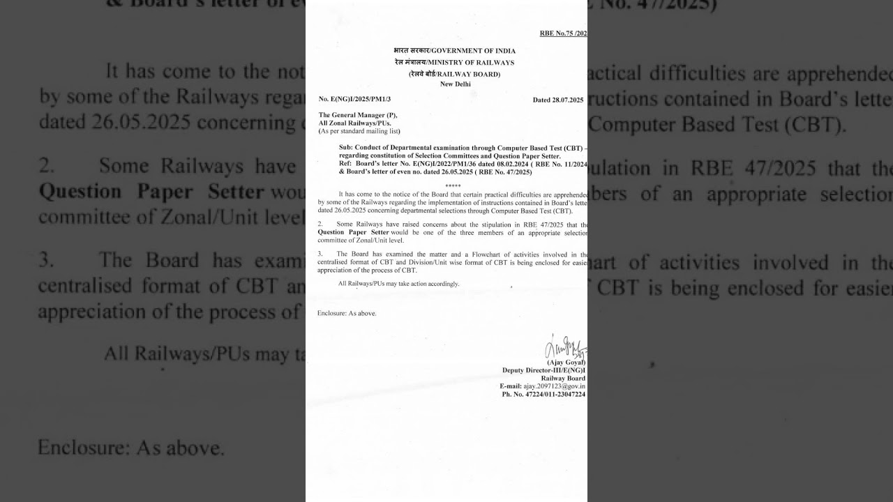 Railway GDCE LDCE regarding notice