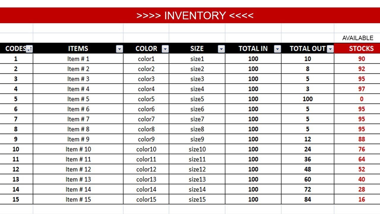 How to Create a Dynamic/Expandable IN \u0026 OUT INVENTORY in Excel