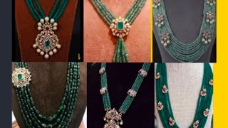 emerald beads jewellery |gold emerald beads jewellery |beads jewellery
