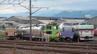 E351系S1編成クハE351-1001_モハE350-1002_モハE351-1101_サロE351-1001構内移動　長野総合車両センター