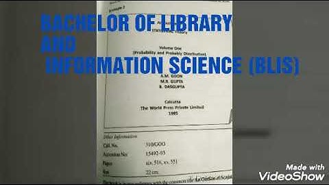 BLIS AACR 2R (227-practical) Multivolumes entry catalogue card