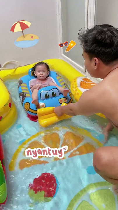 yuka-chan dan papanya berenang di pagi hari! #minivlog #cutebaby #yukachan #pool #swimming #vlog