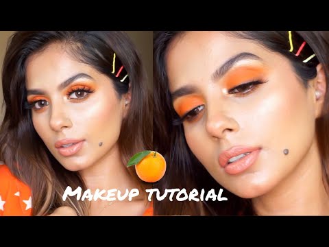 How To Rock A Bright Orange Eye Makeup Orange Eyeshadow Trend Alert Youtube - orange sunset roblox inspired makeup tutorial