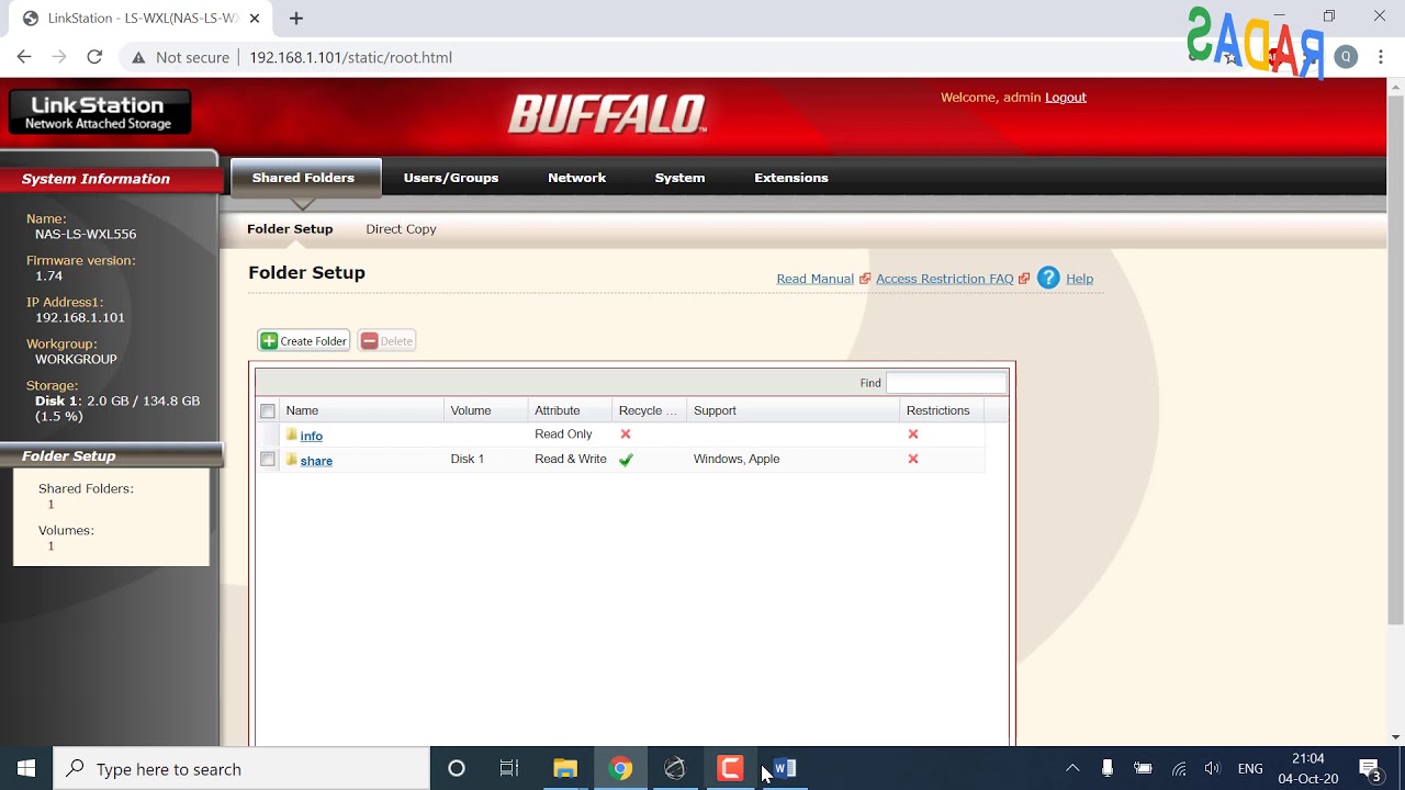 9.1 How to Remove a User of NAS Buffalo LS-WXL