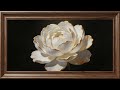 Pearl White Peony | Luxury Floral Painting on Black | Relaxing Piano | Frame TV 4K