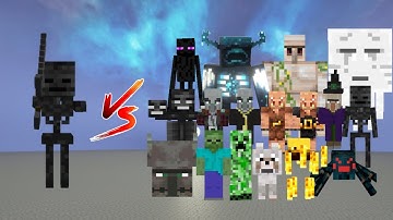 Wither Skeleton vs Every mob in Minecraft (Minecraft Mob Battle)