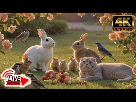🔴 LIVE 24/7 TV FOR CATS 🐦 NONSTOP Bird & Squirrel Stream | Cat TV 4K