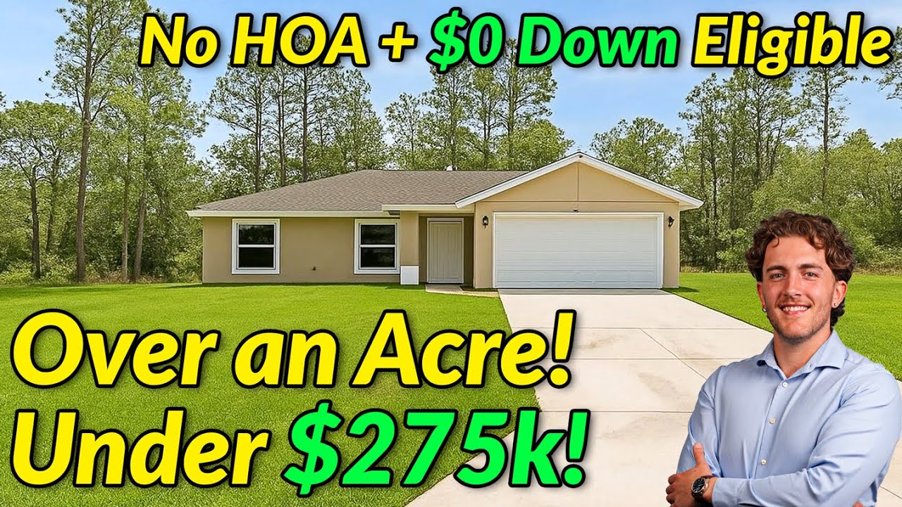 Inside Brand New Florida Home with 1+ Acre Lot, UNDER $275k! | No HOA, $0 Down Payment Required!