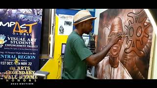 Joe Lartey's portrait painting The Arts Legendary Wall of Fame Honors 2023 donated to GBC...