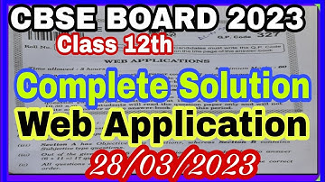 Cbse Class12 Web Application Solution 2023| Web Application Complete Solution2023|WebApplication2023