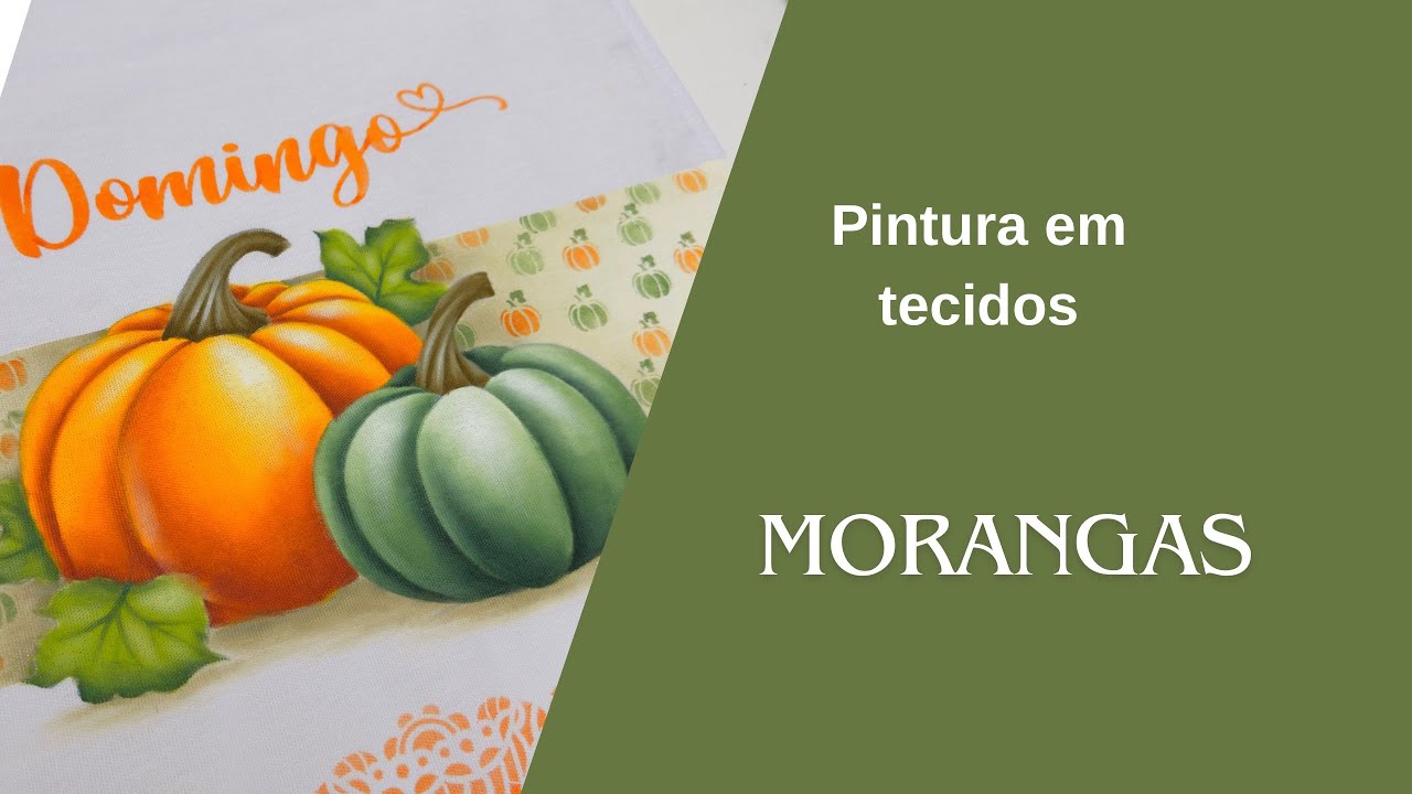 Pintura em Tecido com morangas 🍂 | Passo a Passo + Fundo com Chaveirinho de Stencil de Legumes 🍃