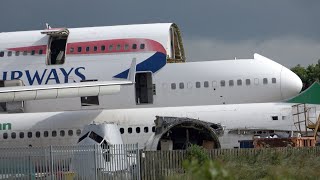 5 BA 747s at the scrapyard.  Kemble Cotswolds Airport.  7th July 2021  4K