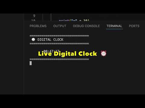Live Digital Clock terminal! ⏰ #shorts #coding #python #digitalclock @TA_tech767