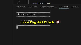 Live Digital Clock terminal! ⏰ #shorts #coding #python #digitalclock @TA_tech767