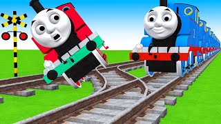 【踏切アニメ】あぶない電車 TRAIN THOMAS RED VS MS THOMAS GREEN🚦 Fumikiri 3D Railroad Crossing Animation #1