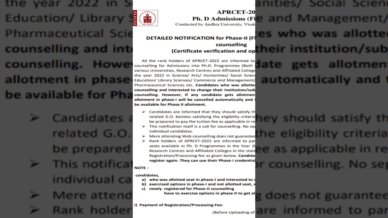 APRCET 2022 PHASE 2// 