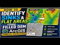 How to Identify sinks and flat areas Using Filled DEM in ArcGIS: Hydrology Preprocessing
