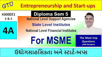 Entp & Start-ups | Ch 4  Support Agencies for MSME | GTU Imp