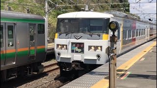 JR根府川駅を通過する185系特急踊り子号です。