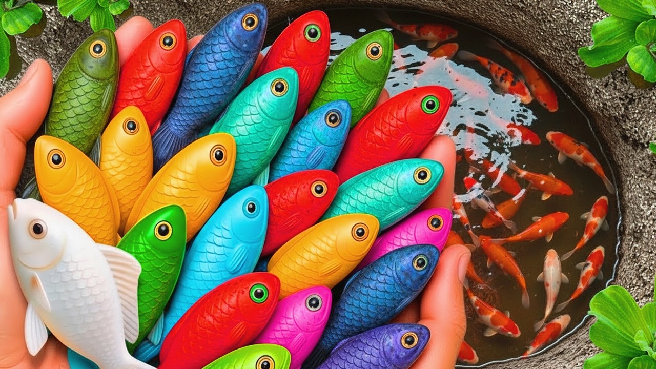 Catch beautiful aquarium fish in small pond baby turtles, molly fish, rat fish, blu guppies, spider.