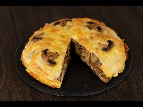 Закусочный блинный торт с грибами и сыром #ВкусноПросто
