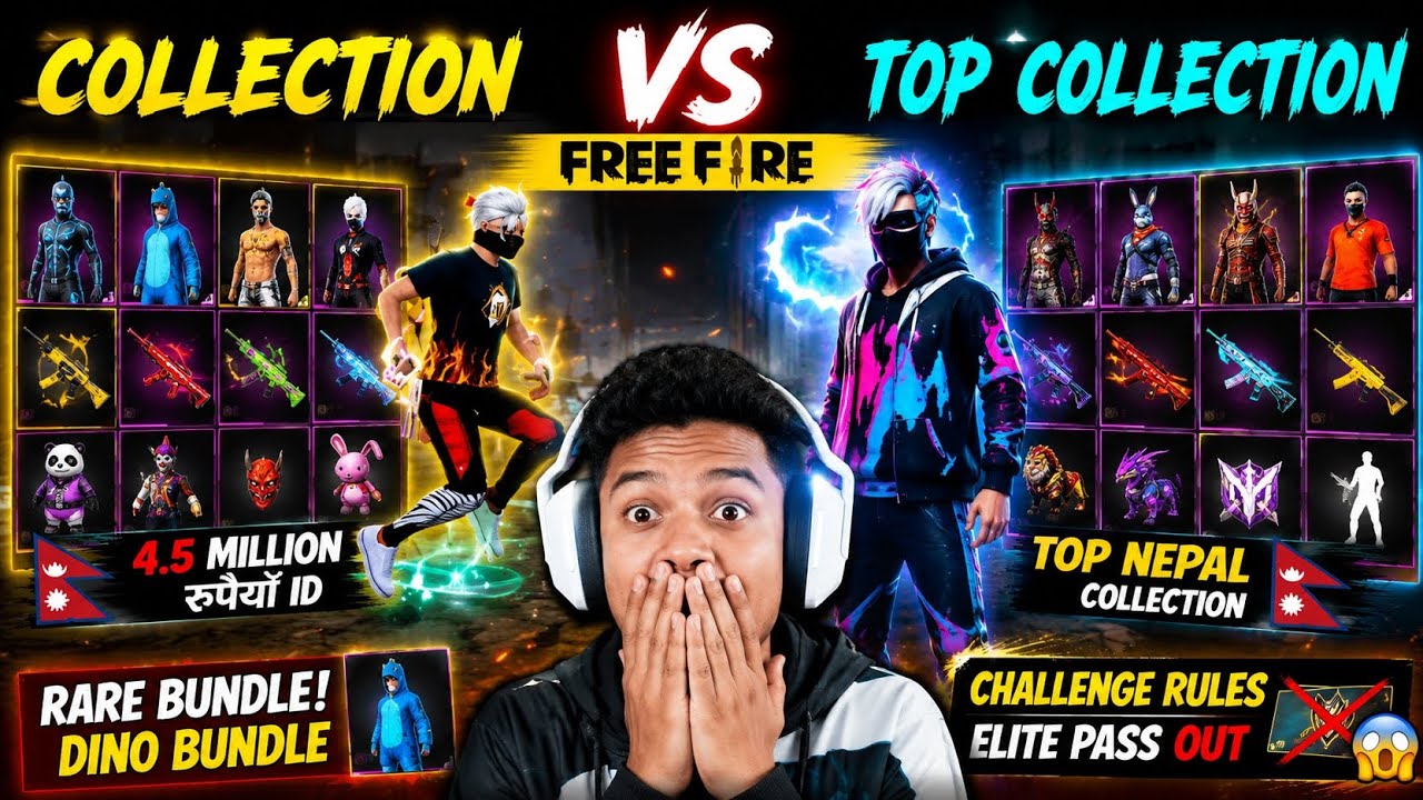 free fire collection vs collection: 1400+ bundles insane! - YouTube