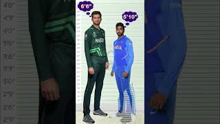 Shaheen Afridis Height Comparison With All Indian Cricketers Heightcurrent Squadpak Vs Ind