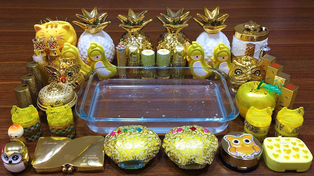 Slime Mixing | Special Series GOLD Satisfying Slime Video | Mixing Random Things into CLEAR Slime