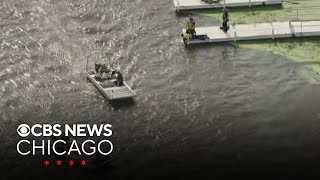 Search for missing child on Kankakee River, about 50 miles south of Chicago