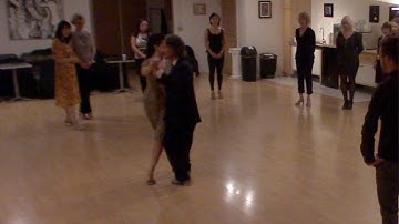 Argentine Tango intermediate class with Miranda: forward ocho sequence with sacada