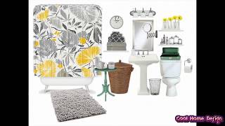 Gray and Yellow Bathroom Accessories