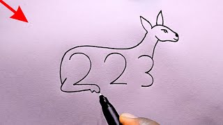 Deer Drawing Easy From Number 223 | Step By Step Deer Drawing For Beginners | Online Drawing Class