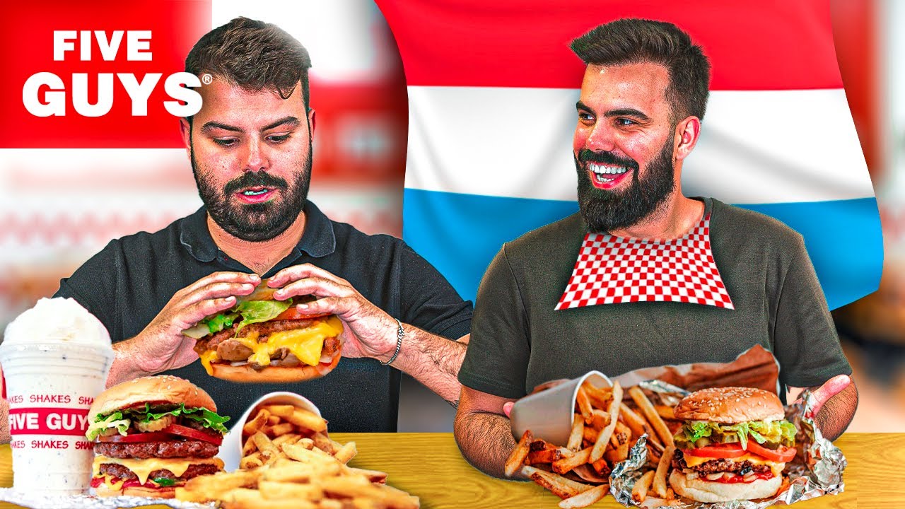 ELE EXPERIMENTOU FIVE GUYS PELA PRIMEIRA VEZ!!! LUXEMBURGO!!