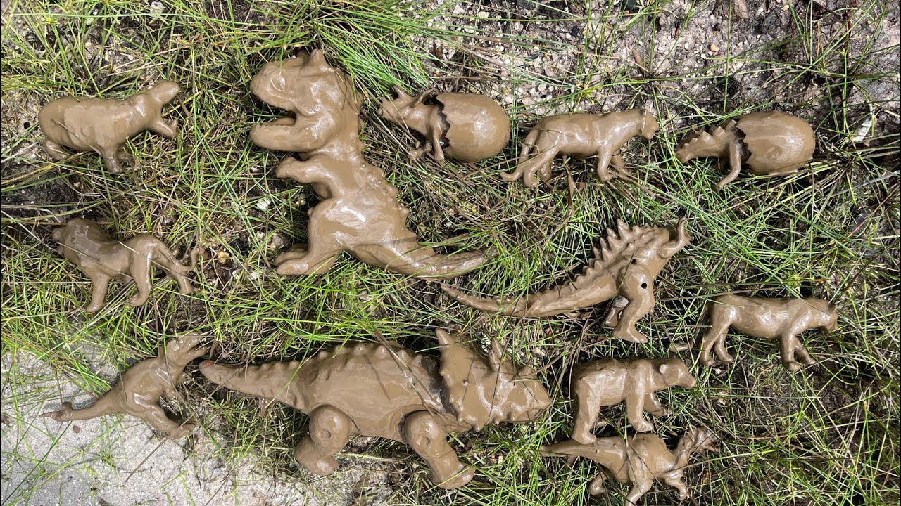 Membersihkan mainan berlumpur, singa,dinosaurus,mobil-mobilan #toys #alltoys 