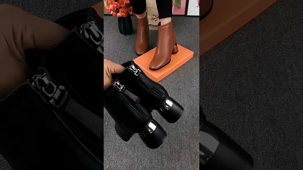 Elegant Super Chunky Heel Square-Toe Ankle Boots Stylish & Versatile design " 