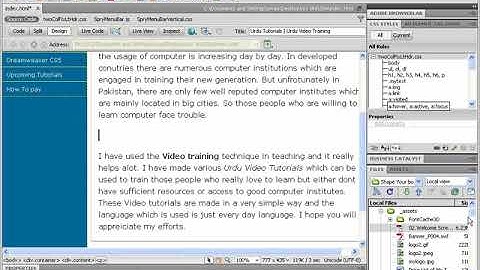 Dreamweaver CS5 Inserting video Chapter 6, class 6.10 @Shiz Tech in Urdu Hindi