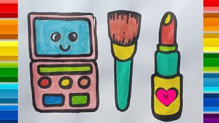 How to draw and coloring makeup 💄 👄 for kids||Easy drawing for kids