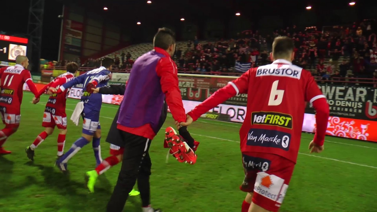 Feestvreugde na KV Kortrijk - Sporting Lokeren