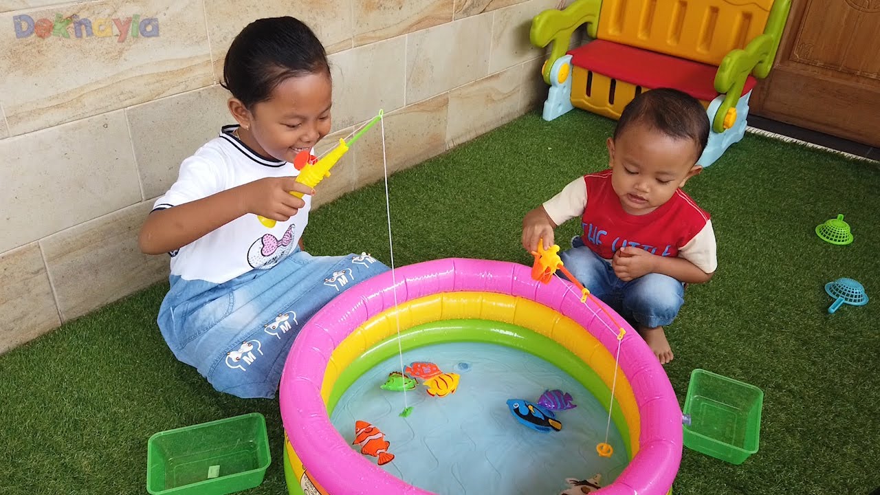 Mancing Ikan Ikanan Mainan  Anak  Warna  Warni Di Kolam Mini 