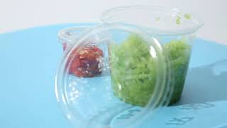 Rolled rim pp emballage jetable 1 5 2 oz disposable plastic sample sauce portion cup with PET lids