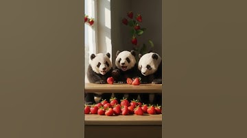 Too cute to handle 🐼🍓 | Baby pandas love strawberries!